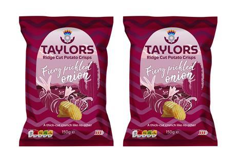 Taylors Snacks Fiery Pickled Onion Ridge Cut Crisps