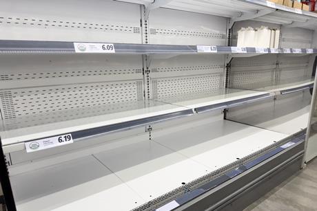 Empty shelves supermarket food security insecurity egg shortage GettyImages-2206112179