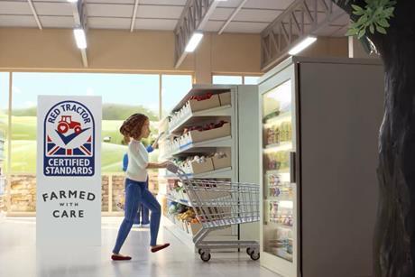 red tractor farmed with care advert