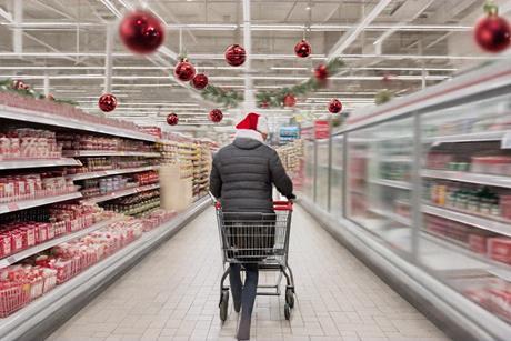 christmas supermarket shopper aisle