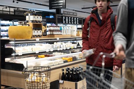 marks and spencer aisle cheese shopper