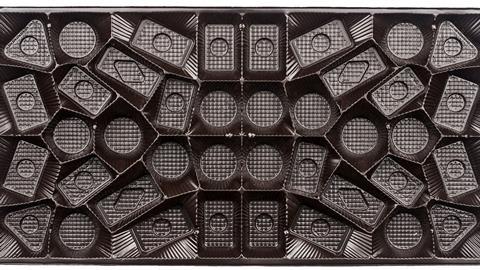 black plastic chocolate tray