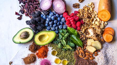 foods laid out on a white background