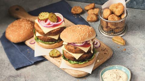 Plant Menu No Chicken Smash Burgers and Frickles
