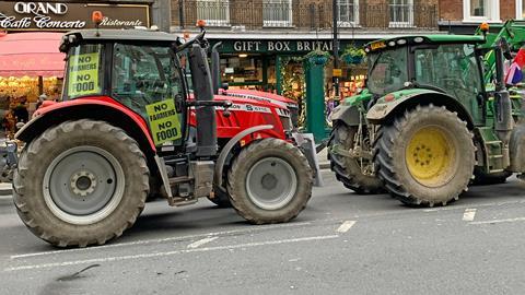 Tractors blocking street in farmers protest