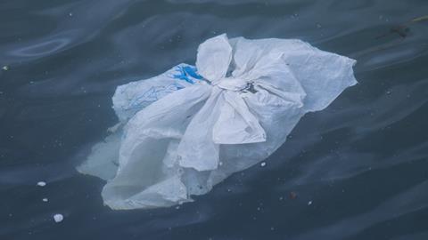 Plastic bag in ocean pollution