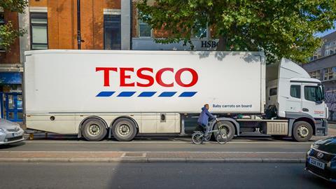 tesco lorry delivery supplies truck supermarket