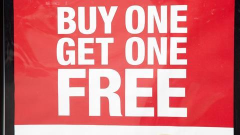 Bogof buy on get one free GettyImages-154954976