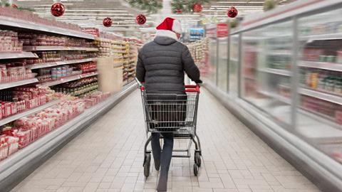 christmas supermarket shopper aisle