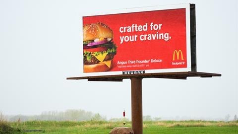 mcdonalds billboard ooh ad advertising hfss burger junk food