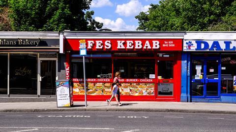 Junk food takeaway kebab shop street
