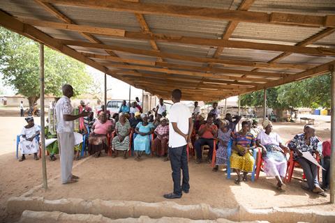 ofi agronomists deliver a farmer training session for Asuano cashew community in Ghana