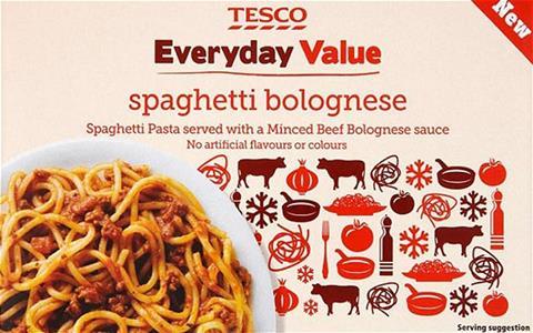 Tesco Everyday Value frozen spaghetti bolognese