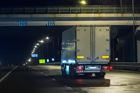lorry truck at night
