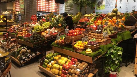 Carrefour spain fruit and veg aisle