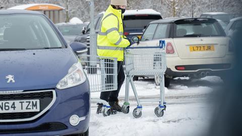 christmas snow trolley supermarket