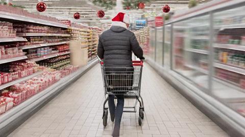 christmas supermarket shopper aisle
