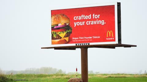 mcdonalds billboard ooh ad advertising hfss burger junk food