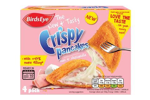 Birds Eye Crispy Pancakes with Ham & Mozzarella 266g 5000116124435 (1)