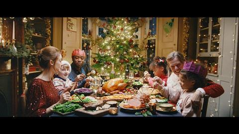 Tesco Christmast Ad - Granny with Family at Christmas Dinner