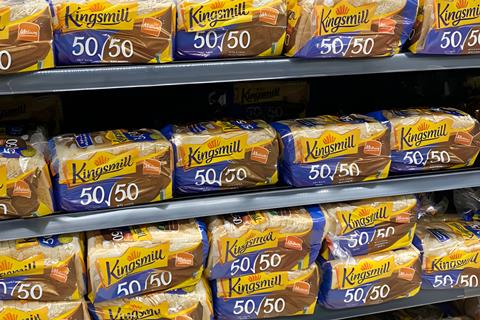 Loaves of Kingsmill bread on supermarket shelves - William Reed 2100x1400