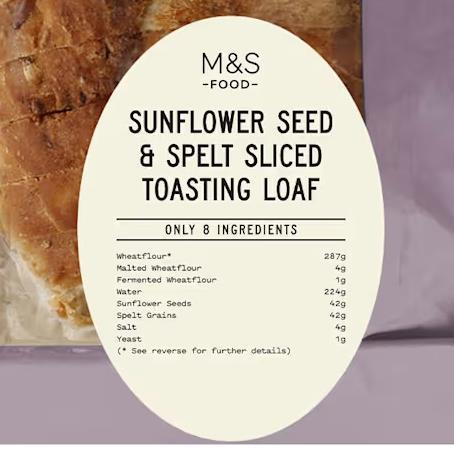 M&S Only 6 Ingredients Sunflower Seed and Spelt Sliced Toasting Loaf