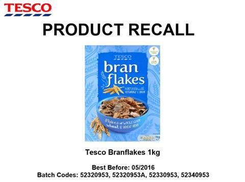 Tesco branflakes recall