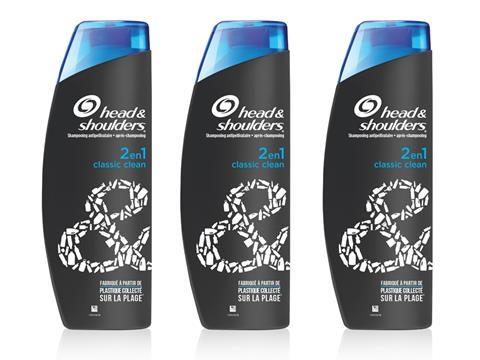 Head & Shoulders bottle of PCR beach plastic