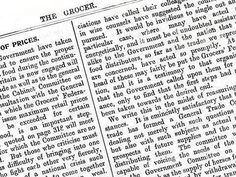 The Grocer's WW1 editorial