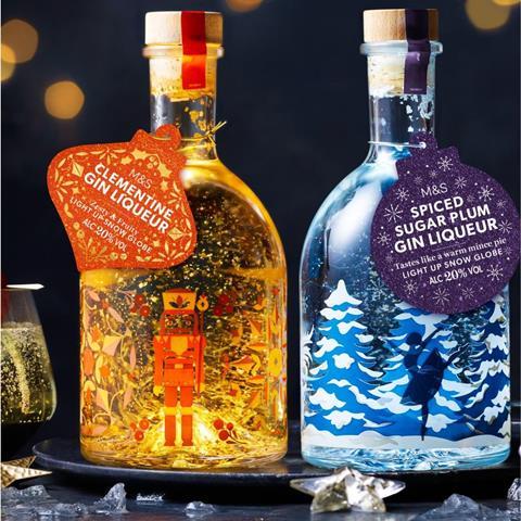 M&S Spiced Sugar Plum Light Up Snow Globe Gin Liqueur