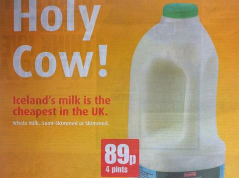 Iceland 89p milk