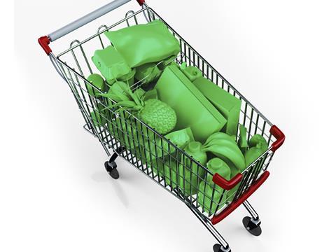 Green goods in trolley