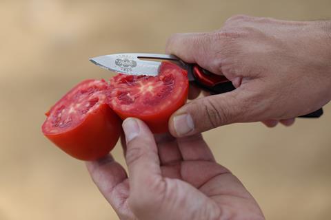 Heinz tomato being cut