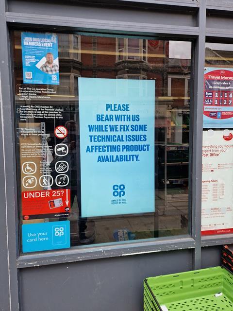 coop availability shortages empty supermarket shelves cyberattack