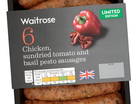 Bacon and sausages feature, waitrose sausages