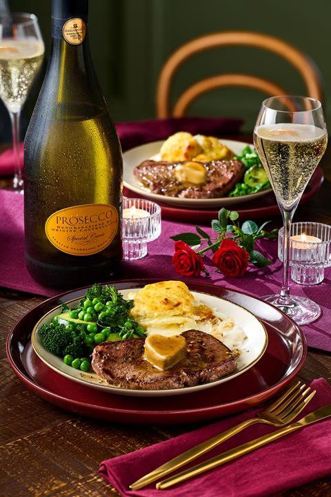 coop Valentines dine in deal Prosecco Steak dinner