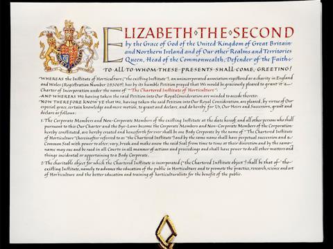 Royal charter of the Chartered Institute of Horticulture