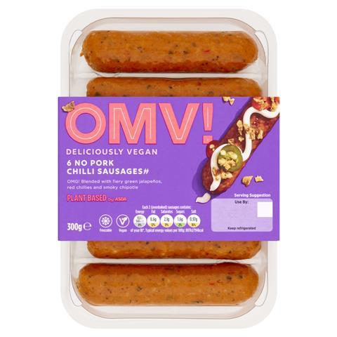 Asda_Plant_Based_OMV__6_No_Pork_Chilli_Sausages_300g copy