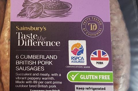 RSPCA Assured Sainsburys sausages