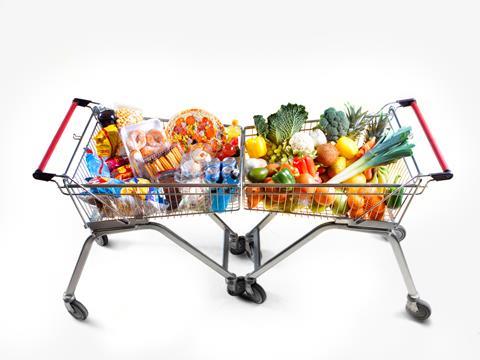 healthy unhealthy trolley food groceries grocery basket junk food health sugar fat