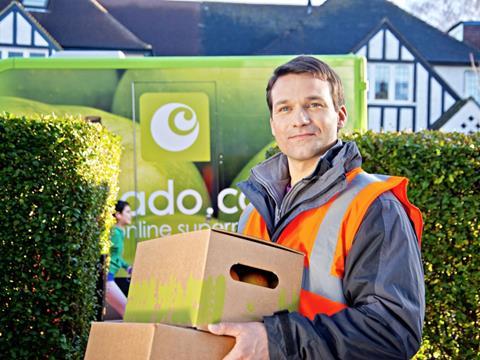 Ocado driver delivers non-food