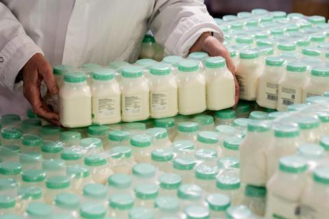 Cases of milk bottles