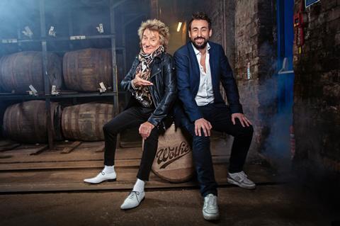Sir Rod Stewart and Duncan Frew, co-founders of Wolfie's Whisky 1