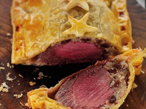 Venison wellington meat pastry