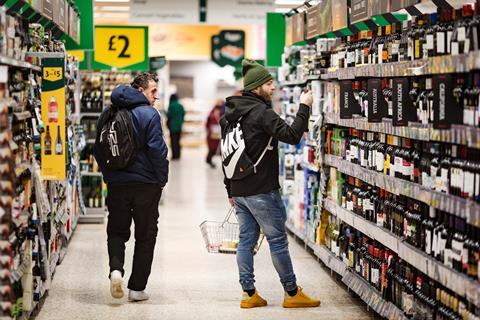 Morrisons bws booze aisle shopper wine 