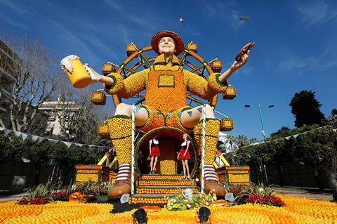 fruit sculpture oranges lemons