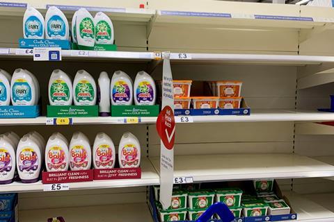 Tesco laundry aisle shelf