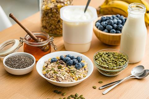 cereal bowl with yoghurt pot