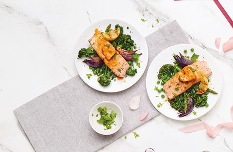 Salmon fillets with heart shaped butter