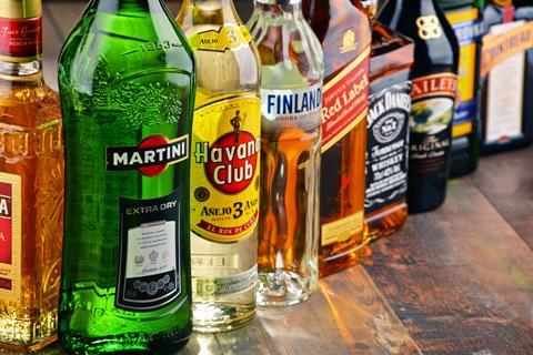 spirits whiskey rum vodka martini